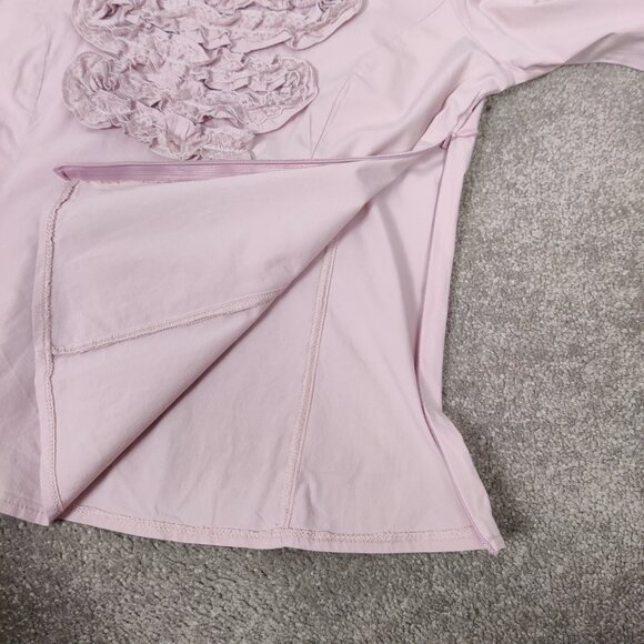 Famelin Women's Blouse Size 2 Pink Pearl Lace Mock Neck Business Casual Elegant - Picture 7 of 11